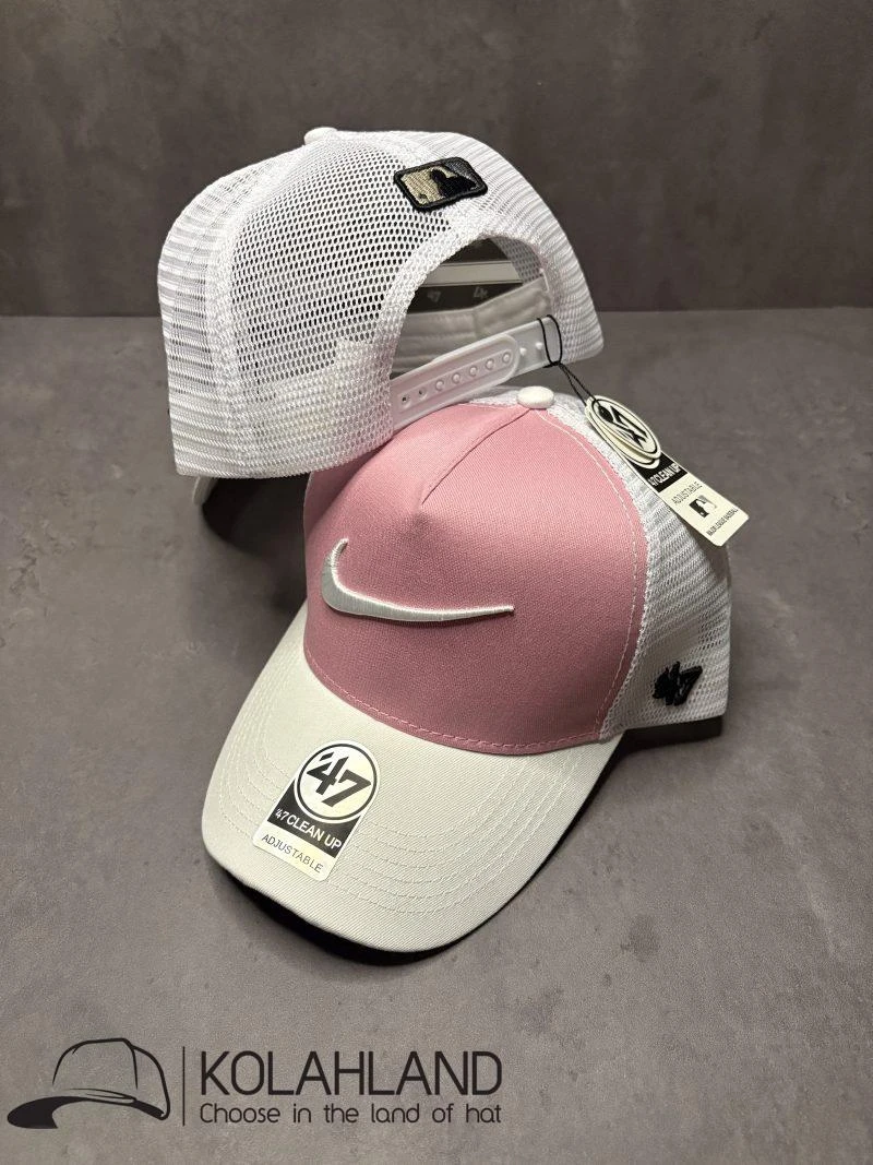 کلاه نقابدار کتان پشت توری NIKE صورتی کد 038