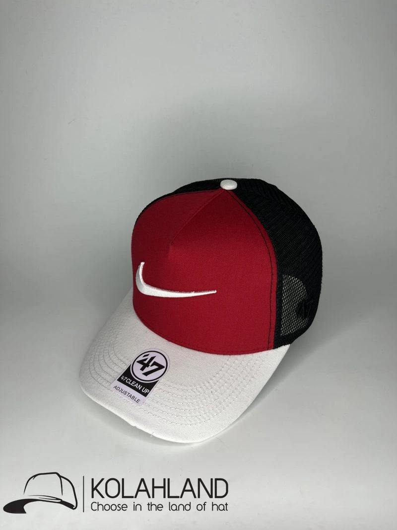 کلاه نقابدار کتان پشت توری NIKE قرمز-سفید کد 004