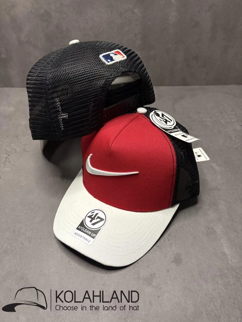 کلاه نقابدار کتان پشت توری NIKE قرمز سفید کد 041