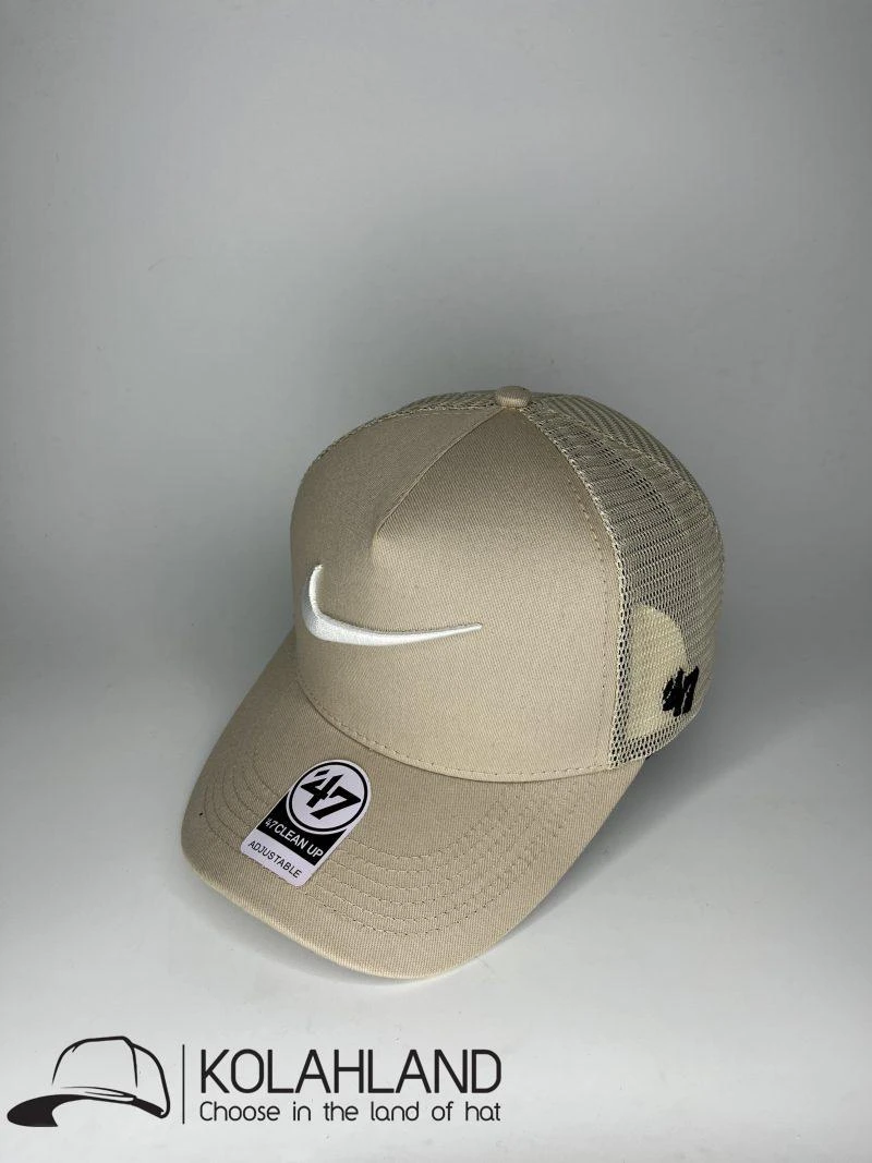 کلاه نقابدار کتان پشت توری NIKE کرم کد 006