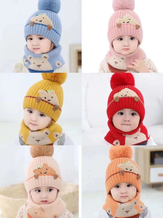 کلاه و شال رینگی تدی بچگانه