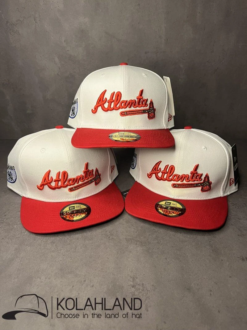 کلاه کپ فیت بک Atlanta Braves سفید قرمز کد180