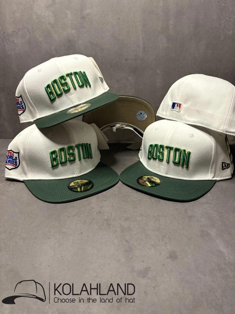 کلاه کپ فیت بک BOSTON سفید سبز کد237