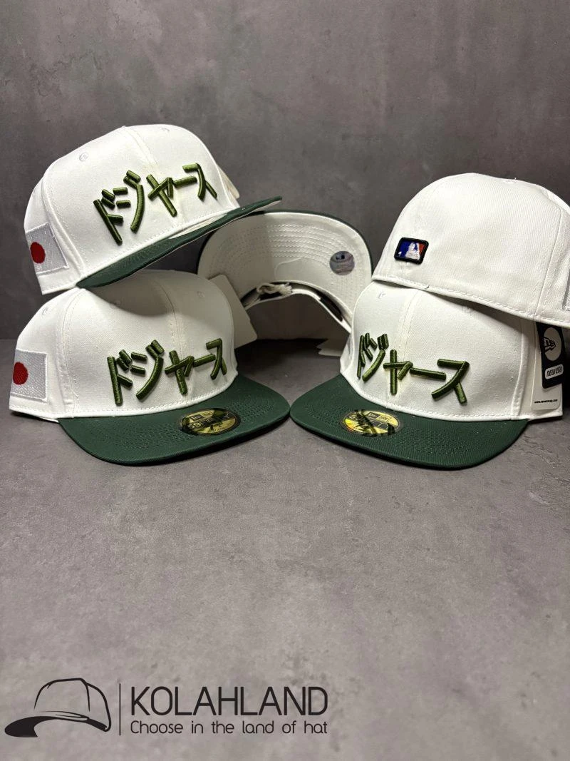 کلاه کپ فیت بک LOS ANGELES DODGERS KANJI سفید سبز کد264