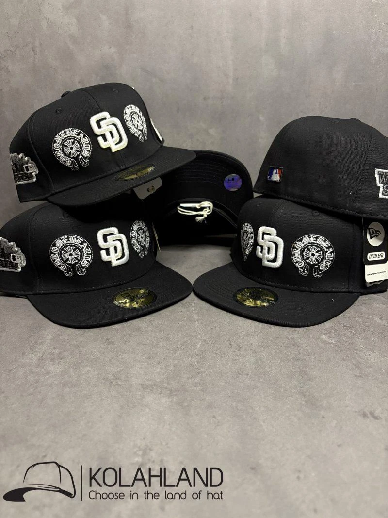 کلاه کپ فیت بک SAN DIEGO PADRES & CHROME HEARTS مشکی کد282
