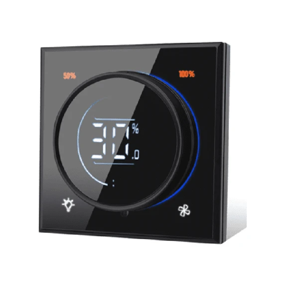 کلید هوشمند فن و روشنایی شیشه مقاوم مدل GS-X30U-1L1F-Zigbee-Glass