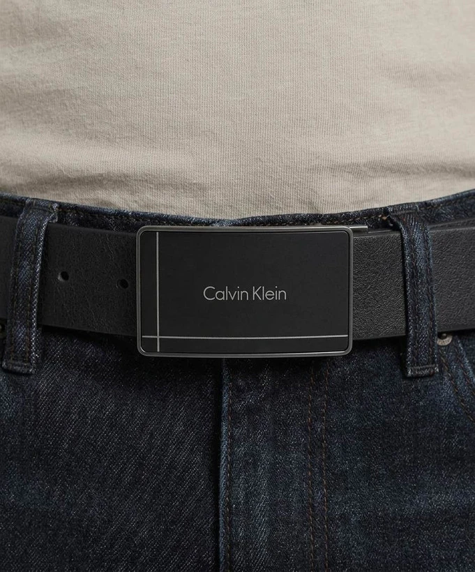 کمربند مردانه چرم طبیعی سگک پلاکی Calvin Klein