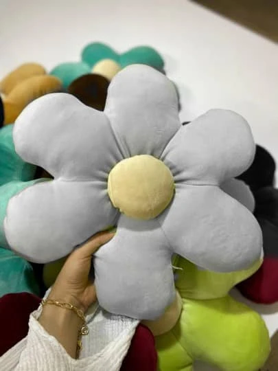 کوسن طرح گل مخمل وارداتی سورمه ای