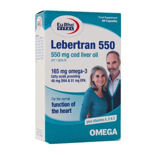 کپسول امگا 3 یوروویتال Lebertran 550 بسته 60 عددی | تقویت قلب، مغز و بینایی