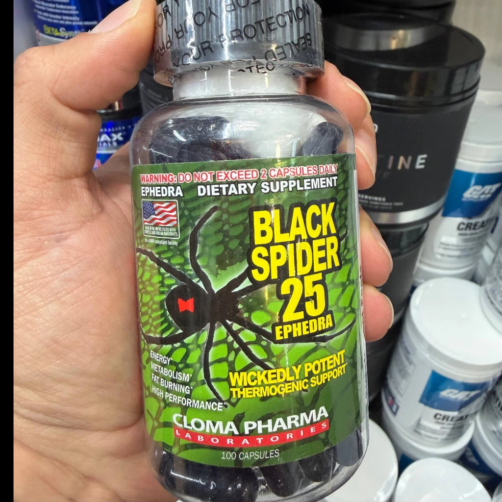 کپسول چربی‌سوز بلک اسپایدر 25 کلوما فارما (Black Spider 25 Ephedra Cloma Pharma)