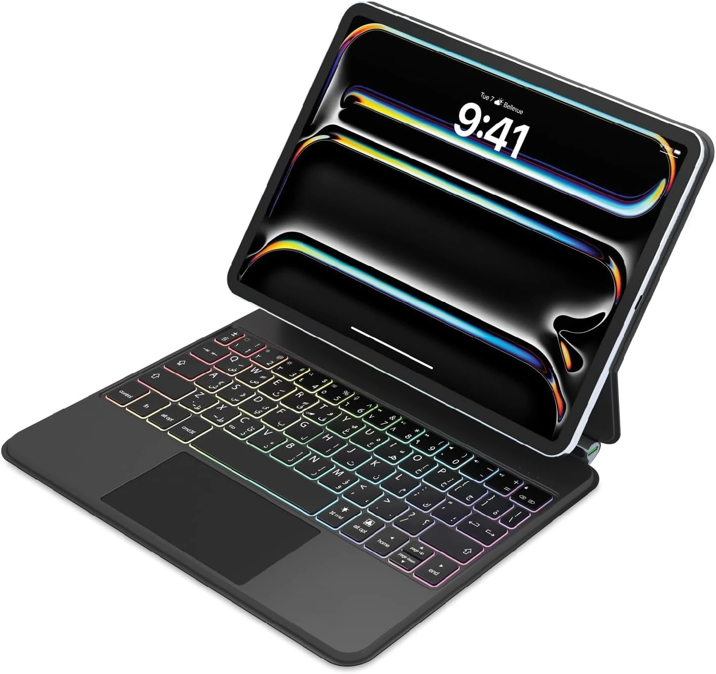 کیبورد بلوتوثی مغناطیسی تبلت 11 اینچ با نور پس‌زمینه RGB و تاچ‌پد | آمازونیکس