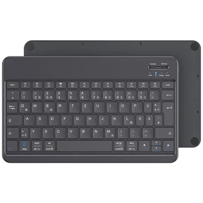 کیبورد پرتابل بلوتوثی Emetok مدل EM003 مناسب آیپد و آیفون با چیدمان QWERTZ و باتری داخلی قابل شارژ
