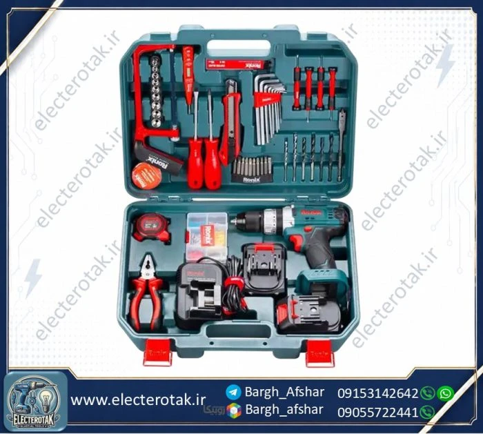 کیت دریل شارژی 20 ولت دو باطری 53 پارچه رونیکس مدل RS-8620