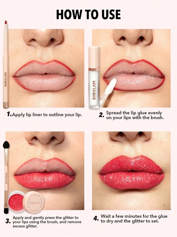 کیت گیلیتر رژلب شیگلم اصل Sheglam Lip Dazzler Glitter Kit Debutant 3G