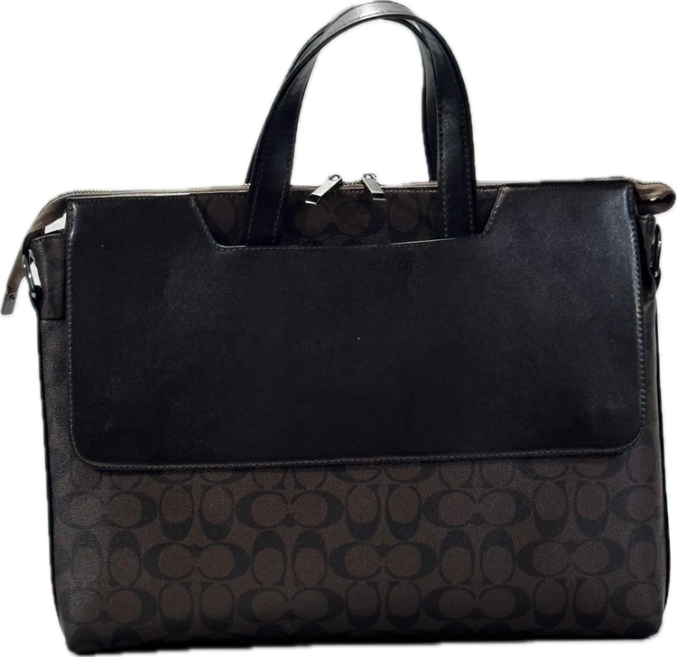 کیف اداری یونیسکس آلفا +طرح کوچ قهوه ای coach