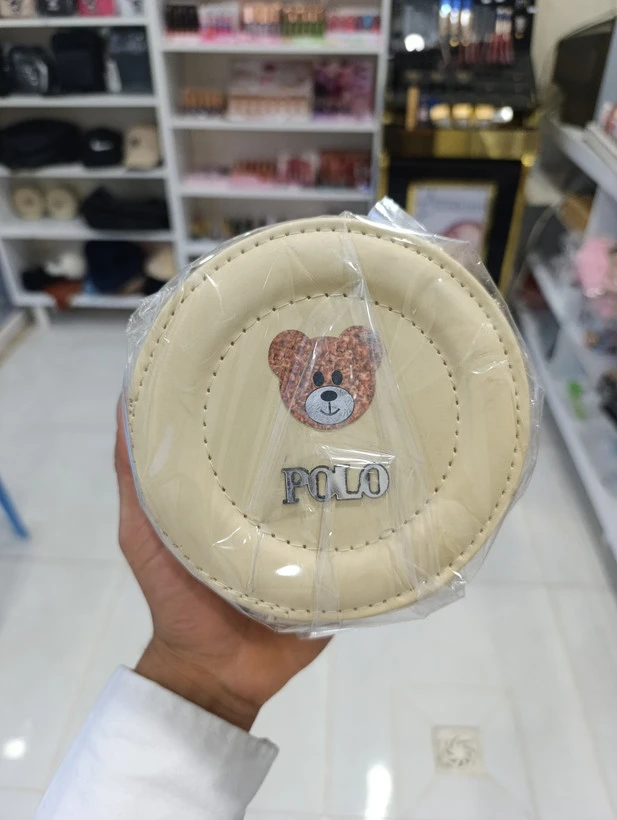 کیف دوشی دخترانه گرد طرح دار polo رنگ شیری