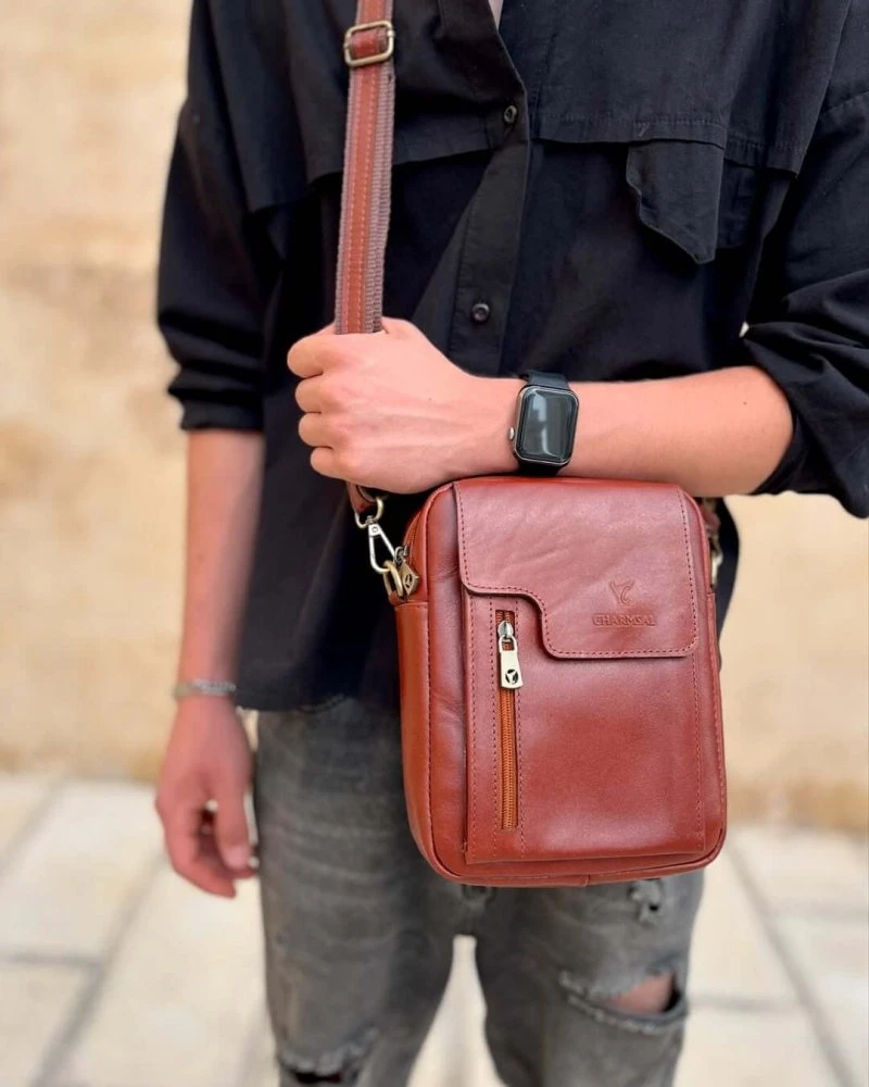 کیف دوشی چرم طبیعی برند چرمسال کد 0026