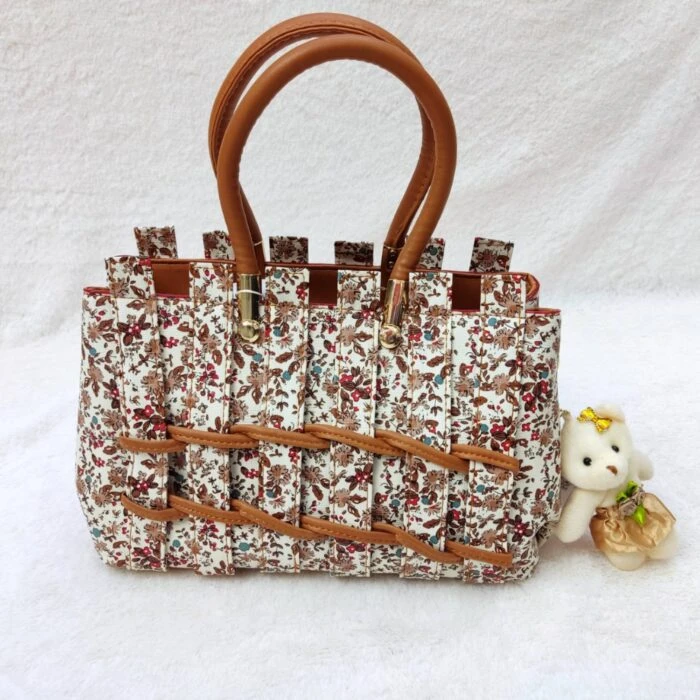 کیف زنانه آرکاد، شیک و زیبا و شاد ، طرح سبد گل رز ، جنس خارجی وارداتی مدل 4502