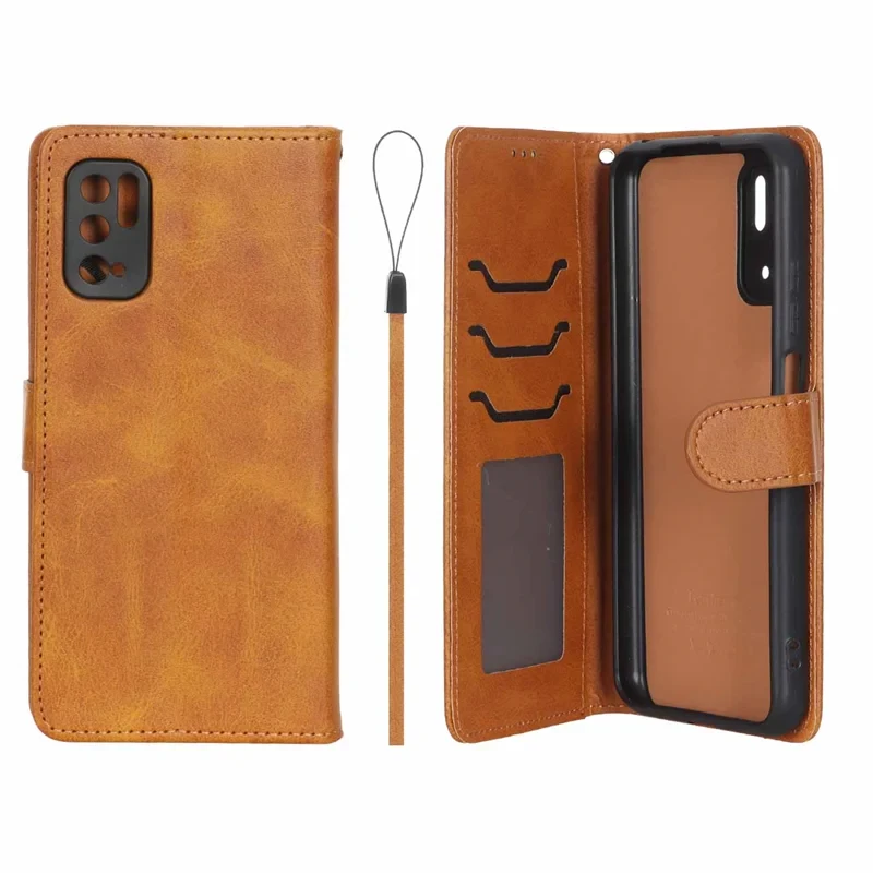کیف موبایل مگنتی درجه یک مدل Xiaomi Poco M3 Pro / Redmi Note 10 5G / Redmi Note 11 SE - عسلی