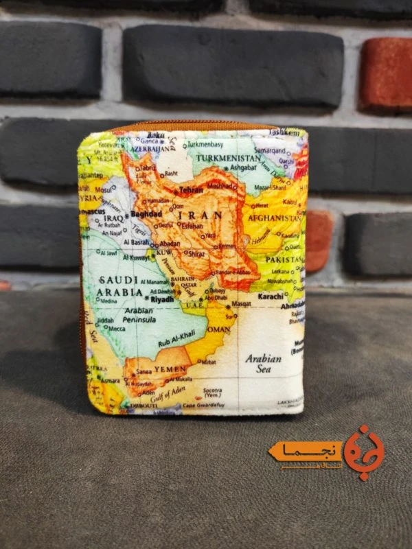 کیف پول کتی دور زیپ طرح نقشه جهان کد KPDCZ05