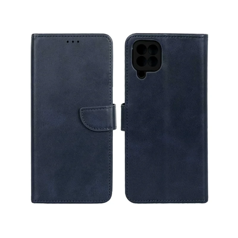 کیف چرمی موبایل مگنتی محافظ لنزدار Samsung Galaxy A22 4G / M32 4G / F22 - سرمه ای