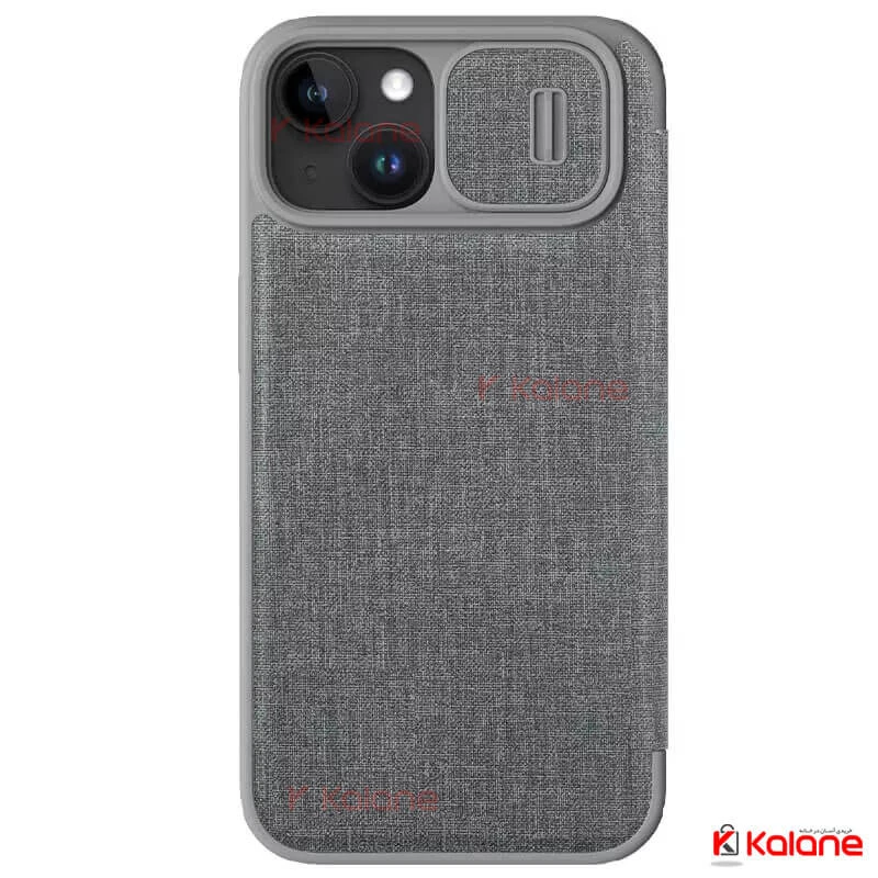کیف چرمی پارچه ای نیلکین Apple iPhone 15 مدل Qin Pro Plain Leather Cloth