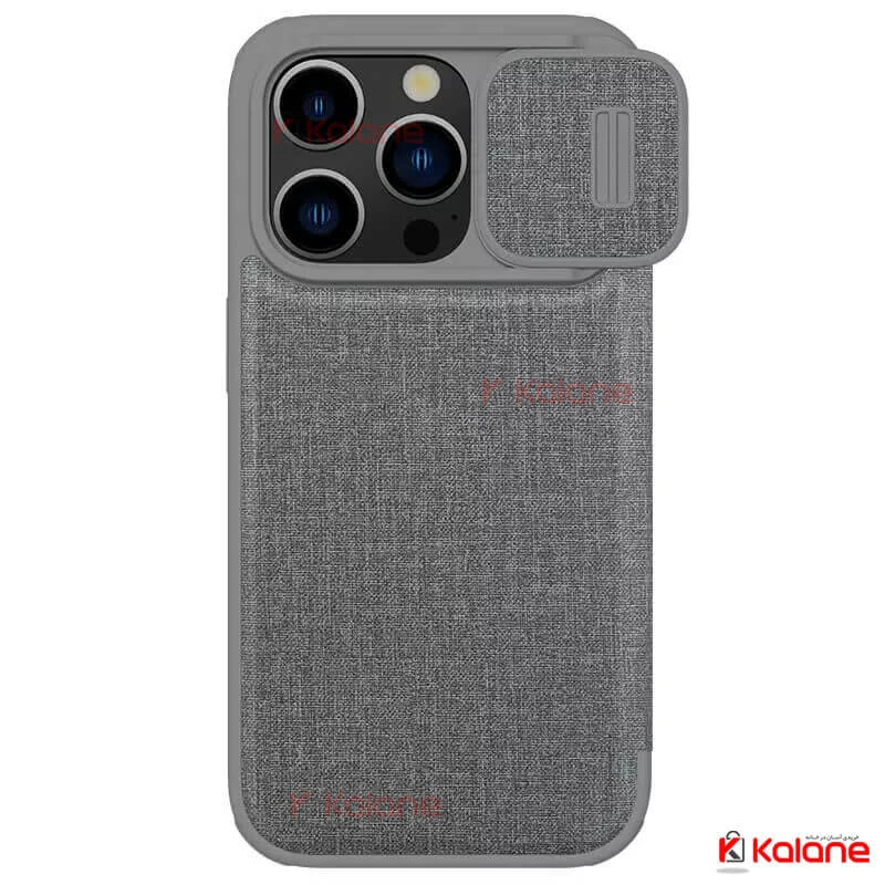 کیف چرمی پارچه ای نیلکین گوشی Apple iPhone 15 Pro مدل Qin Pro Plain Leather Cloth