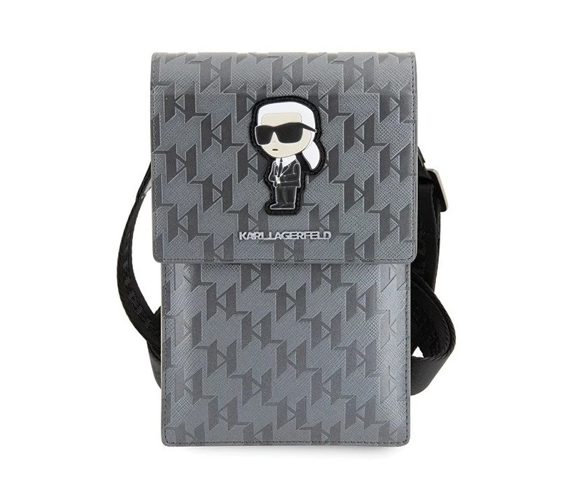 کیف کراس بادی موبایل کارل لاگرفلدمونوگرام سافیانو karl lagerfeld saffiano monogram ikonik universal phone pouch