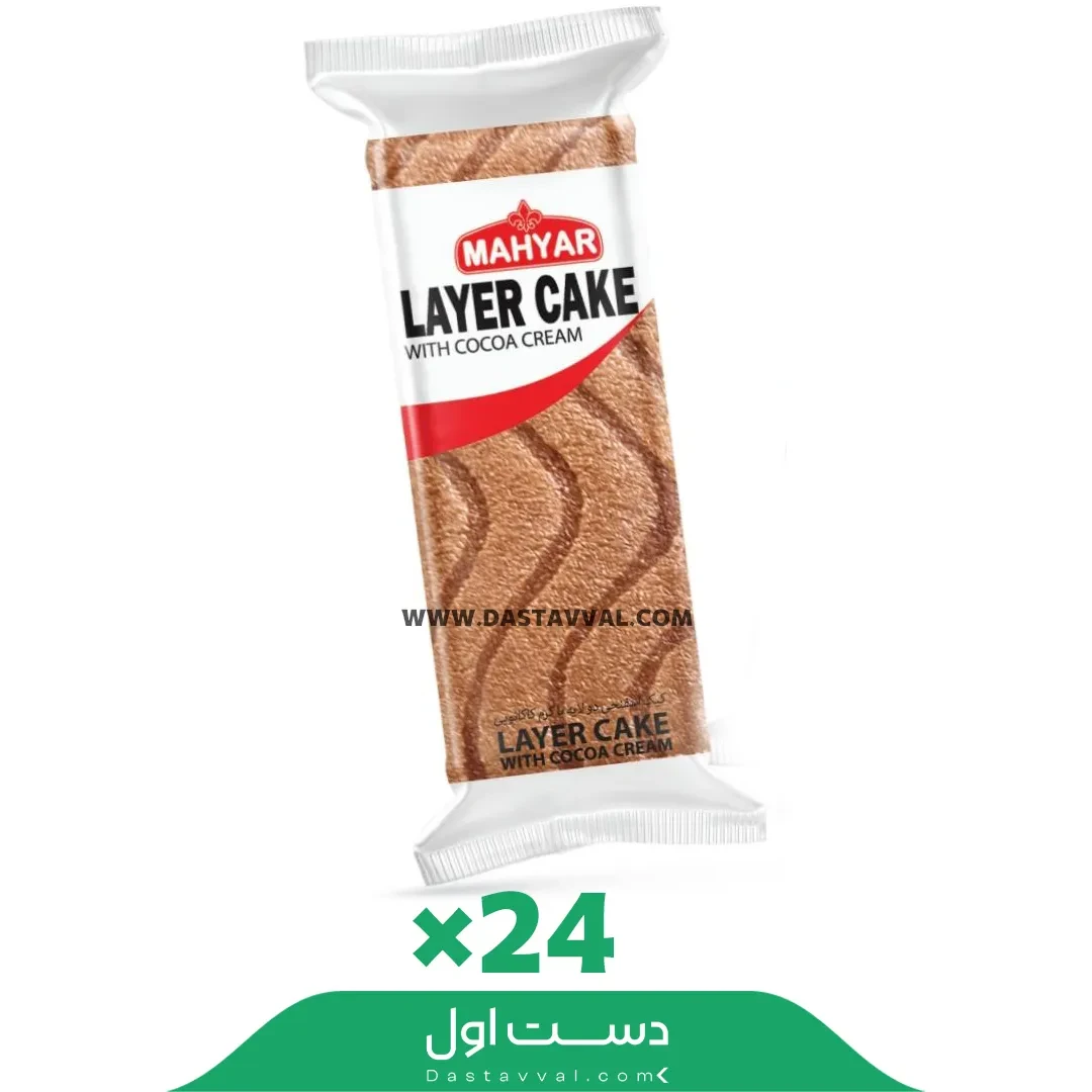 کیک دولایه وانیلی با کرم کاکائویی (شفاف) مهیار _ ۲۴ عدد