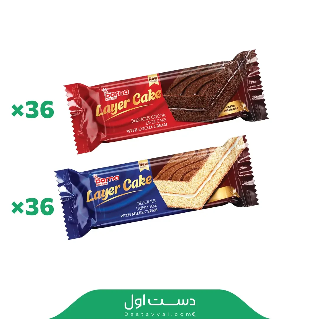 کیک لایه ای کاکائویی درنا – کارتن ۳۶ عددی