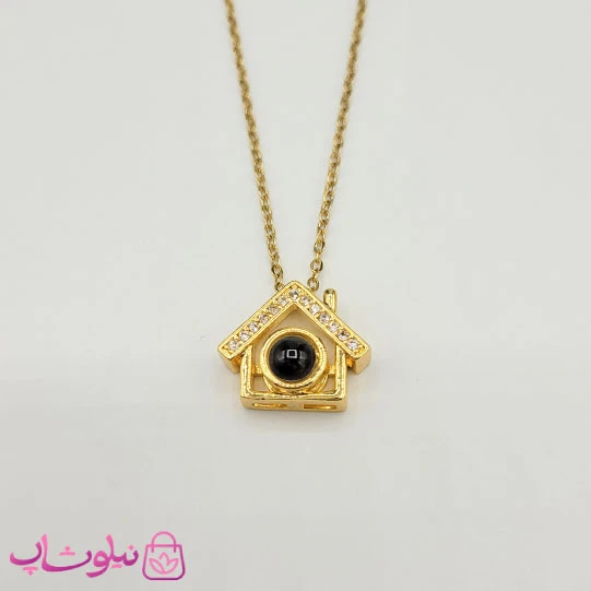 گردنبند تلسکوپی دوستت دارم به صد زبان طرح خانه طلایی کد 1088