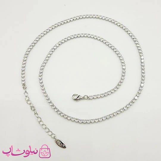 گردنبند دخترانه ysx مدل تنیسی نقره ای کد 1491