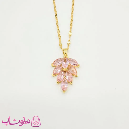 گردنبند دخترانه فانتزی طلایی صورتی کد 1088