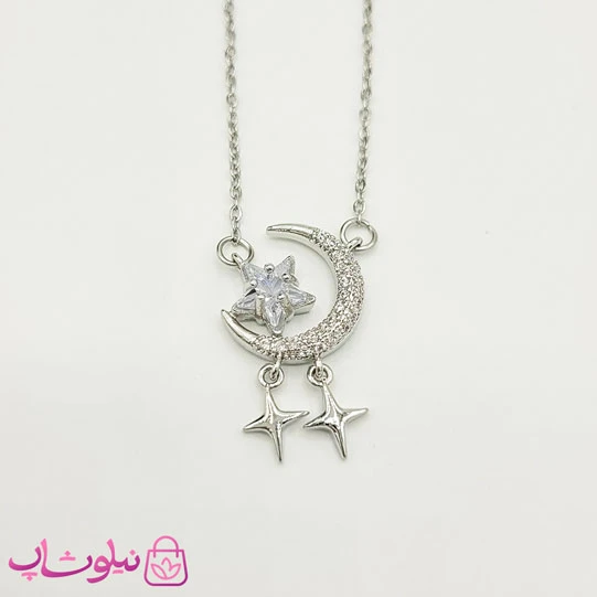 گردنبند دخترانه مدل ماه و ستاره آویزدار کد 1088