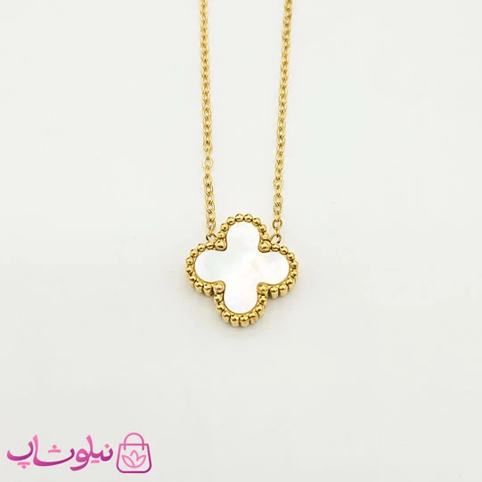 گردنبند دخترانه ونکلیف دورو سفید مشکی کد 799