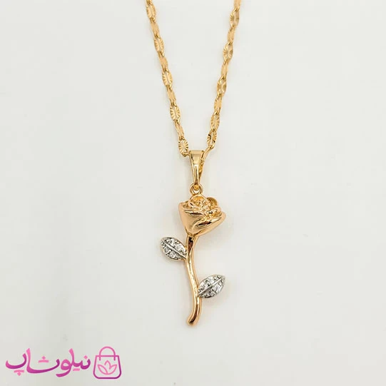 گردنبند دخترانه ژوپینگ مدل شاخه گل رز