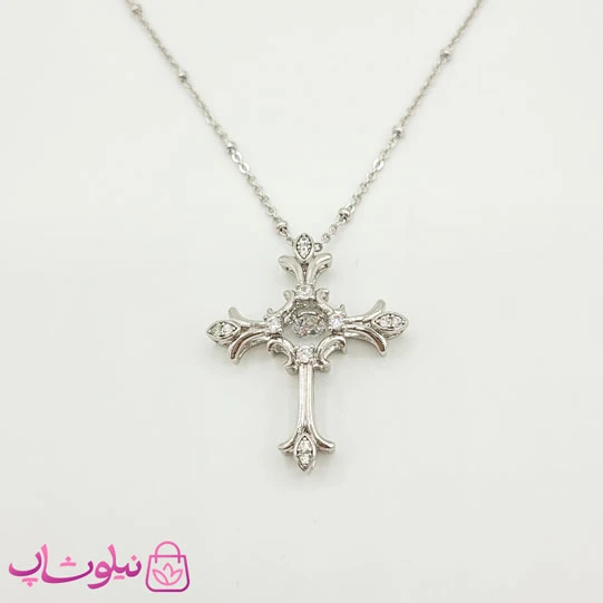 گردنبند دخترانه ژوپینگ مدل صلیب نقره ای کد 1691