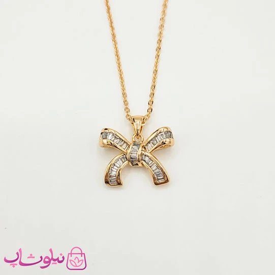 گردنبند دخترانه ژوپینگ مدل پاپیون نگیندار کد 3491