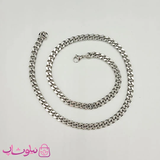 گردنبند/ دستبند/ پابند زنانه مدل کارتیه استیل نقره ای رنگ