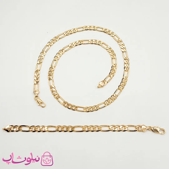 گردنبند/ دستبند ژوپینگ مدل فیگارو طلایی