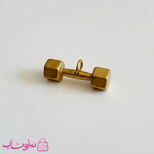 گردنبند دمبل ورزشی مدل طلایی استیل (اندازه پلاک متوسط) کد 200