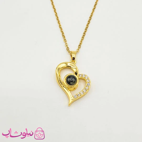 گردنبند دوستت دارم به صد زبان مدل قلب طلایی کد 1088