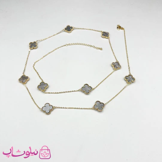 گردنبند رولباسی زنانه ونکلیف طوسی روشن آبکاری طلا کیفیت مستر کد 470