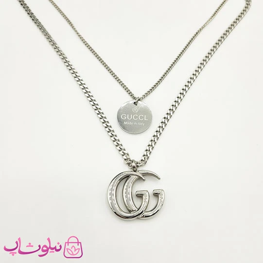 گردنبند زنانه استیل دو ردیفه طرح گوچی کد 302