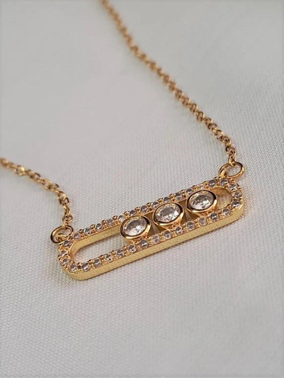 گردنبند زنانه استیل طرح سه نگین