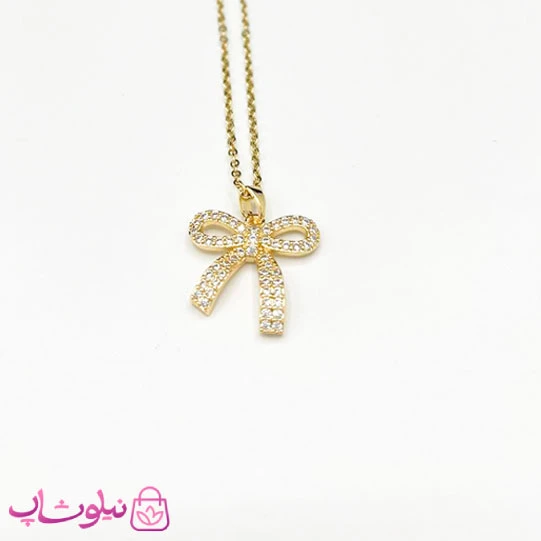 گردنبند زنانه استیل طرح پاپیون طلایی کد 116