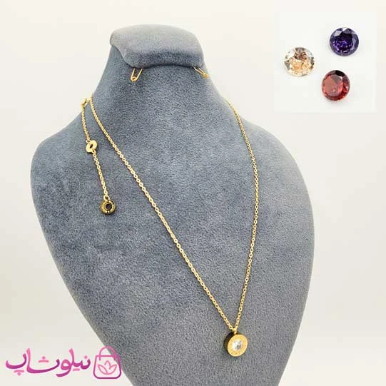 گردنبند زنانه بولگاری با نگین رنگی قابل تعویض