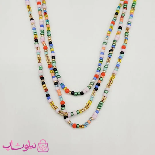 گردنبند زنانه دستساز برند N&SH با مهره های رنگی 180 سانت کد 175