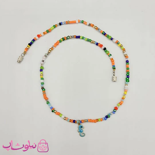 گردنبند زنانه دستساز برند N&SH با مهره های رنگی مدل اسب دریایی کد 100