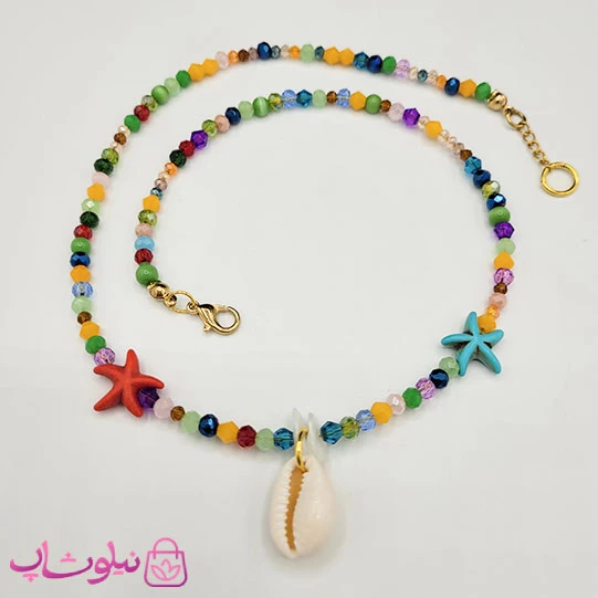 گردنبند زنانه دستساز برند N&SH با کریستال های رنگی مدل دریایی کد 120